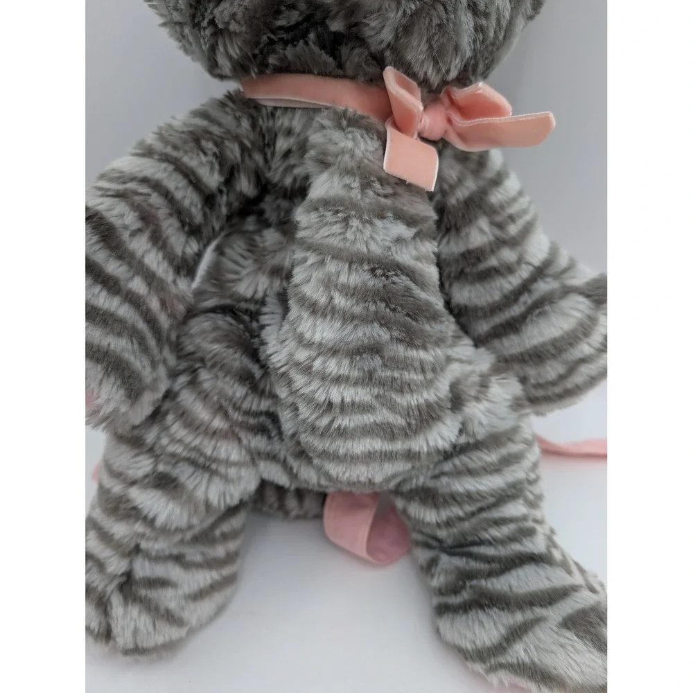 Gymboree Plush Backpack Gray Pink Striped Cat Kitten Ribbon Bow 2007